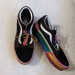 Rainbow glitter platform vans women's 11/men's 9.5